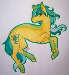 Size: 1920x2081 | Tagged: safe, artist:oneiria-fylakas, derpibooru import, sandbar, pony, alternate design, solo, traditional art