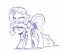 Size: 3561x2956 | Tagged: safe, artist:dilarus, ponerpics import, fluttershy, rainbow dash, pegasus, pony, cute, dashabetes, deleted from derpibooru, ears, eyes closed, female, floppy ears, frown, glare, height difference, lidded eyes, mare, monochrome, shyabetes, simple background, size difference, sketch, smiling, smoldash, snuggling, tallershy, unamused, white background