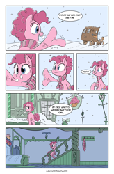 Size: 3500x5333 | Tagged: safe, artist:dilarus, artist:greyscaleart, artist:trevorrain, ponerpics import, cup cake, pinkie pie, oc, oc:straight and narrow, comic:closed for the holidays, absurd resolution, comic, deleted from derpibooru, sugarcube corner