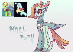 Size: 2293x1641 | Tagged: safe, artist:caramelbolt24, derpibooru import, screencap, princess skystar, thorax, oc, oc:pearlmoth, changedling, changeling, classical hippogriff, hippogriff, hybrid, pony, seapony (g4), my little pony: the movie, to where and back again, abstract background, crack ship offspring, ear fluff, ears, eyelashes, feathered fetlocks, female, interspecies offspring, king thorax, male, offspring, screencap reference, signature, smiling