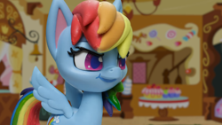 Size: 1920x1080 | Tagged: safe, artist:panhead537, derpibooru import, screencap, rainbow dash, pegasus, pony, cake off, my little pony: pony life, my little pony: stop motion short, female, solo, stop motion, sugarcube corner