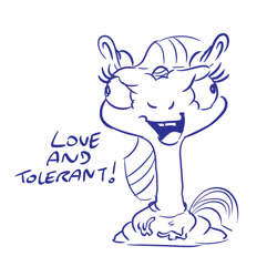 Size: 1523x1580 | Tagged: safe, artist:dilarus, ponerpics import, twilight sparkle, pony, comic:the many faces of twilight sparkle, deleted from derpibooru, female, love and tolerate, monochrome, solo, stylistic suck, wat