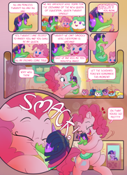 Size: 2000x2750 | Tagged: safe, artist:dilarus, artist:foudubulbe, artist:viwrastupr, ponerpics import, gummy, pinkie pie, princess celestia, rainbow dash, twilight sparkle, twilight sparkle (alicorn), alicorn, pony, collaboration, comic:royal tease, bipedal, comic, cupcake, deleted from derpibooru, female, food, lesbian, shipping, twinkie, wig