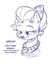 Size: 2420x2910 | Tagged: safe, artist:dilarus, ponerpics import, oc, oc only, oc:winesap, pony, bust, commission, deleted from derpibooru, monochrome, portrait, solo