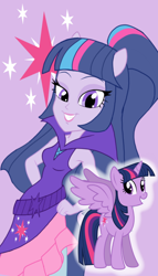 Size: 1000x1750 | Tagged: safe, artist:theroyalprincesses, derpibooru import, twilight sparkle, twilight sparkle (alicorn), alicorn, pony, equestria girls, human ponidox, self ponidox, sleeveless