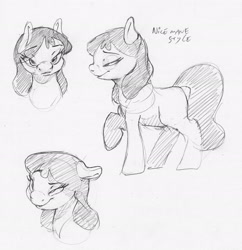 Size: 2017x2083 | Tagged: safe, artist:dilarus, ponerpics import, earth pony, pony, deleted from derpibooru, lilo and stitch, monochrome, nani pelekai, ponified, simple background, traditional art, white background