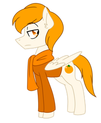 Size: 1280x1556 | Tagged: safe, artist:ladylullabystar, derpibooru import, oc, oc:orange burst, pegasus, pony, clothes, male, scarf, shirt, simple background, solo, stallion, transparent background