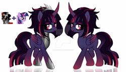 Size: 1280x732 | Tagged: safe, artist:sush-adopts, derpibooru import, king sombra, twilight sparkle, twilight sparkle (alicorn), oc, alicorn, pony, armor, deviantart watermark, gradient hooves, obtrusive watermark, offspring, parent:king sombra, parent:twilight sparkle, parents:twibra, simple background, watermark, white background