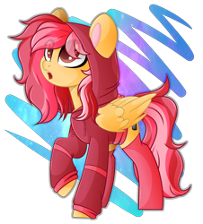 Size: 2088x2308 | Tagged: safe, artist:angel_animotr, derpibooru import, oc, oc only, oc:cotton seams, pegasus, pony, clothes, commission, hoodie, looking up, open mouth, partial background, simple background, socks, solo, transparent background, ych result