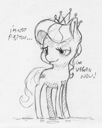 Size: 1113x1392 | Tagged: safe, artist:dilarus, ponerpics import, diamond tiara, earth pony, pony, ..., deleted from derpibooru, dialogue, female, filly, jewelry, monochrome, simple background, sketch, tiara, traditional art, vulgar, white background