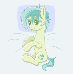 Size: 1063x1080 | Tagged: safe, artist:dariasound, derpibooru import, sandbar, earth pony, pony, bed, lying down, lying on bed, male, on bed, solo