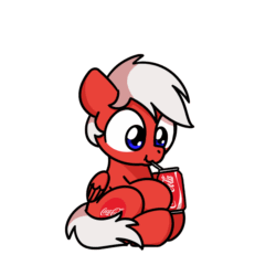 Size: 1000x1000 | Tagged: safe, artist:sugar morning, derpibooru import, part of a set, oc, oc only, oc:coke, pegasus, pony, animated, chibi, coca-cola, conk, cute, daaaaaaaaaaaw, drinking, frame by frame, gif, male, ocbetes, simple background, sitting, solo, stallion, sugar morning's snacc and drincc, transparent background