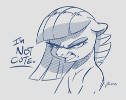 Size: 2512x2008 | Tagged: safe, artist:dilarus, ponerpics import, limestone pie, earth pony, pony, blatant lies, clenched teeth, cute, deleted from derpibooru, denial's not just a river in egypt, dialogue, digital art, ears, female, floppy ears, i'm not cute, in denial, limetsun pie, mare, monochrome, signature, simple background, tsundere, white background