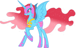 Size: 1600x1024 | Tagged: dead source, safe, artist:doctorxfizzle, derpibooru import, cup cake, nightmare moon, alicorn, pony, race swap, recolor, simple background, solo, transparent background