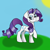 Size: 2048x2048 | Tagged: safe, derpibooru import, rarity, pony, unicorn, female, horn, mare, purple mane, purple tail, raised hoof, raised leg, shadow, smiling, solo, sun, white coat