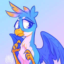 Size: 1280x1280 | Tagged: safe, artist:renhorse, derpibooru import, gallus, bird, griffon, bust, claws, male, solo