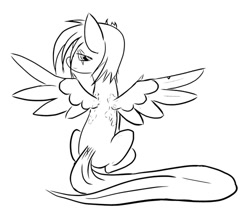 Size: 500x432 | Tagged: safe, artist:gingersnap913, ponerpics import, oc, oc only, oc:gingersnaps, pegasus, pony, deleted from derpibooru, monochrome, scar, solo