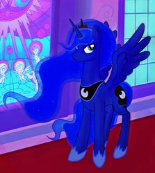 Size: 760x852 | Tagged: safe, artist:gingersnap913, ponerpics import, princess luna, alicorn, pony, canterlot castle, deleted from derpibooru, female, mare, solo, stained glass