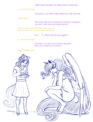 Size: 936x1224 | Tagged: safe, artist:gingersnap913, ponerpics import, princess luna, oc, oc:sonata, alicorn, anthro, unguligrade anthro, ask ginger, deleted from derpibooru, female, filly, hips, long legs, present, shadowbolts, solo