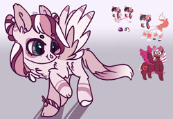 Size: 2346x1628 | Tagged: safe, artist:caramelbolt24, derpibooru import, oc, oc only, pegasus, pony, chest fluff, female, fusion, gradient background, looking back, mare, pegasus oc, smiling, two toned wings, wings