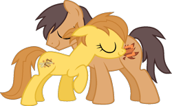 Size: 1015x625 | Tagged: safe, artist:pegasski, artist:twiily-bases, derpibooru import, oc, oc only, earth pony, pony, base used, duo, earth pony oc, eyelashes, eyes closed, father and child, father and daughter, female, male, mare, parent and child, raised hoof, raised leg, simple background, smiling, stallion, transparent background