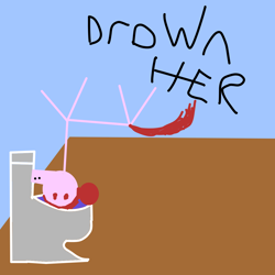 Size: 1200x1200 | Tagged: safe, altbooru exclusive, artist:havock, oc, oc:rosa maledicta, pony, 1000 hours in ms paint, but why, shitposting, stylistic suck, swirly, toilet