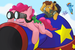 Size: 1772x1181 | Tagged: safe, artist:shacy's pagelings, derpibooru import, boneless, cheese sandwich, fluttershy, gummy, pinkie pie, earth pony, pegasus, pony, cheesepie, female, male, party tank, shipping, straight