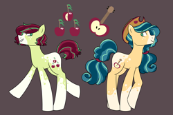 Size: 2250x1500 | Tagged: safe, artist:crayoncreates, derpibooru import, oc, oc only, oc:cortland apple, oc:jazz apple, earth pony, pony, brothers, duo, magical lesbian spawn, male, offspring, parent:applejack, parent:coloratura, parents:rarajack, siblings