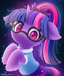 Size: 2000x2400 | Tagged: safe, artist:symbianl, derpibooru import, sci-twi, twilight sparkle, pony, unicorn, equestria girls, clothes, cute, ears, equestria girls outfit, equestria girls ponified, female, floppy ears, glasses, looking at you, mare, ponified, solo, twiabetes, unicorn sci-twi, unshorn fetlocks