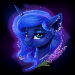 Size: 2160x2160 | Tagged: safe, artist:lailyren, derpibooru import, princess luna, alicorn, pony, bust, female, jewelry, looking at you, mare, portrait, solo