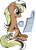 Size: 325x450 | Tagged: safe, artist:isegrim87, derpibooru import, oc, oc only, oc:unity (brony fair), pony, unicorn, brony fair, digital art, female, glowing horn, green eye, horn, levitation, magic, magic aura, mare, mascot, mug, newspaper, reading, simple background, sitting, solo, telekinesis, transparent background