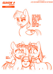 Size: 742x1024 | Tagged: safe, artist:jcosneverexisted, derpibooru import, clear sky, rainbow dash, wind sprint, pegasus, pony, season 9 doodles, common ground, cleardash, dialogue, female, mare, surprised