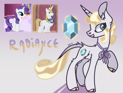 Size: 2166x1642 | Tagged: safe, artist:caramelbolt24, derpibooru import, screencap, prince blueblood, rarity, oc, oc only, oc:radiance, classical unicorn, pony, unicorn, chest fluff, cloven hooves, ear fluff, ears, female, horn, leonine tail, male, mare, offspring, open mouth, parent:prince blueblood, parent:rarity, parents:rariblood, raised hoof, raised leg, screencap reference, solo, stallion, unicorn oc, unshorn fetlocks