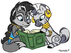 Size: 1024x768 | Tagged: safe, artist:wolfn85, derpibooru import, zecora, book, cute, lupe wolf, my little pony, reading, simple background, sonic the hedgehog (series), transparent background