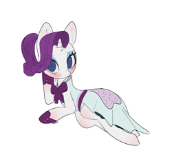 Size: 4900x4464 | Tagged: safe, artist:choyamy, derpibooru import, rarity, pony, unicorn, rarity investigates, absurd resolution, blushing, cute, female, looking at you, lying down, mare, ponytail, raribetes, simple background, solo, white background