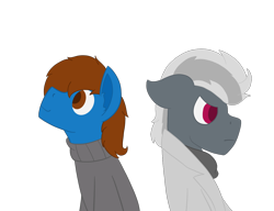 Size: 1300x1000 | Tagged: safe, artist:derpy_the_duck, derpibooru import, oc, oc:derp, oc:yuri, earth pony, clothes, simple background, transparent background