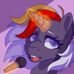 Size: 1378x1378 | Tagged: safe, artist:claire205715, derpibooru import, oc, oc:velvet remedy, unicorn, fallout equestria, microphone, singing