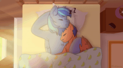 Size: 872x486 | Tagged: safe, artist:kichimina, derpibooru import, oc, oc only, oc:griffin, pegasus, pony, animated, bed, bedroom, chest fluff, colored, commission, cuddling, cute, ear fluff, ears, eyes closed, fluffy, gay, gif, hooves, hug, lying down, male, morning, oc x oc, on back, open mouth, pegasus oc, pillow, raised hoof, raised leg, shipping, sleeping, stallion, sun ray, vector, wings, ych result