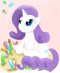 Size: 1179x1440 | Tagged: safe, artist:sonicsnake, derpibooru import, rarity, pony, unicorn, crystal, female, magic, mare, sitting, solo, telekinesis, text