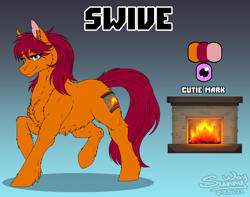 Size: 1200x944 | Tagged: safe, artist:sunny way, derpibooru import, oc, oc only, oc:swive, earth pony, pony, art, artwork, character, cute, digital art, female, feral, finished commission, fire, fireplace, fluffy, mare, reference, reference sheet, smiling, solo, warm