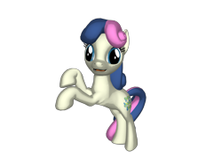 Size: 1200x900 | Tagged: safe, artist:nintenblock64, derpibooru import, bon bon, sweetie drops, earth pony, pony, 3d, 3d pony creator, candy, cutie mark, female, food, hooves, hooves up, mare, open mouth, ponylumen, pose, rearing, simple background, smiling, transparent background