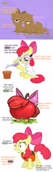 Size: 912x2960 | Tagged: safe, artist:atryl, artist:cloudyglow, artist:siaphra, derpibooru import, editor:fluttershyisnot adoormat, apple bloom, sweetie belle, apple, clothes, disappointed, food, goggles, lab coat, meme, mud, poison, pokémon, potion, ribbon, safety goggles, safety vest, vest