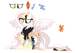 Size: 1747x1237 | Tagged: safe, artist:xxcheerupxxx, derpibooru import, oc, oc:breaking dawn, hybrid, female, interspecies offspring, offspring, parent:discord, parent:princess celestia, parents:dislestia, simple background, solo, transparent background