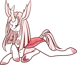 Size: 755x643 | Tagged: safe, artist:velnyx, derpibooru import, oc, oc:mantid orchid, changedling, changeling, female, lying down, prone, simple background, solo, transparent background