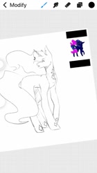 Size: 575x1024 | Tagged: safe, artist:yoonah, derpibooru import, oc, oc only, pony, unicorn, chest fluff, duo, horn, horn jewelry, jewelry, lineart, looking back, redraw, unicorn oc