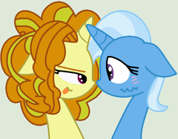 Size: 591x464 | Tagged: safe, artist:jadethepegasus, derpibooru import, adagio dazzle, trixie, female, lesbian, shipping, triagio