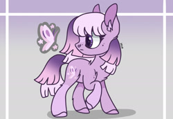 Size: 2388x1639 | Tagged: safe, artist:caramelbolt24, derpibooru import, oc, oc only, oc:astral aster, butterfly, earth pony, pony, abstract background, chest fluff, colored hooves, ear fluff, ears, earth pony oc, eyelashes, female, looking back, magical lesbian spawn, mare, offspring, parent:fluttershy, parent:twilight sparkle, parents:twishy, signature, solo