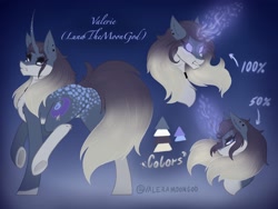 Size: 2160x1620 | Tagged: safe, artist:lunathemoongod, derpibooru import, oc, oc only, pony, unicorn, glowing eyes, glowing horn, gradient mane, horn, magic, makeup, piercing, reference sheet, solo, spots