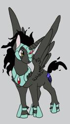 Size: 493x868 | Tagged: safe, artist:mightylioness, derpibooru import, king sombra, alicorn, pony, alicornified, headcanon, helmet, lord sombra, male, peytral, race swap, shoes, solo, sombra's cutie mark, sombracorn
