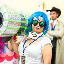 Size: 640x640 | Tagged: safe, derpibooru import, dj pon-3, vinyl scratch, human, bass cannon, bronukon, clothes, cosplay, costume, irl, irl human, photo, ukraine